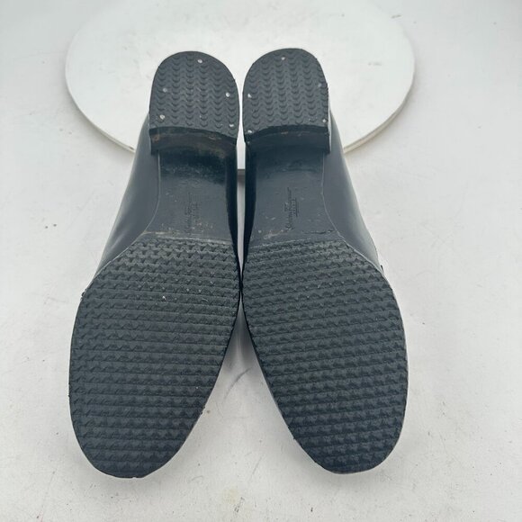 Salvatore Ferragamo Women Size 8B Black Leather Gold Horsebit Slip On Pump Shoes - Picture 8 of 12